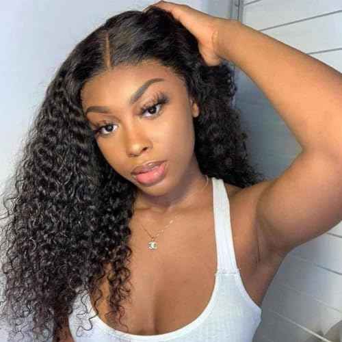 24 Inch Kinky Curly Lace Front Wig Human Hair 13x4 Wear and Go Glueless Wigs Human Hair Pre Plucked with Baby Hair HD Deep Jerry Curly Wave Lace Frontal Wigs 150% Density Full and Thick