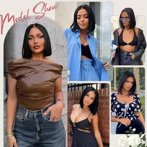 Bob Glueless Wigs Human Hair Pre Plucked Pre Cut 6x4 HD Transparent Lace Front Wigs Human Hair 150% Density Wear and Go Short Straight Wigs for Black Women No Glue 14 Inch