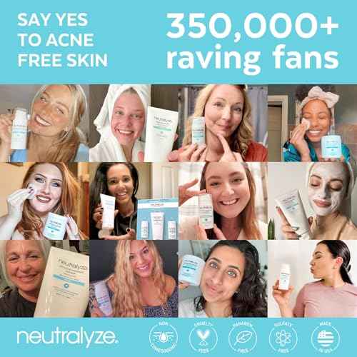 Neutralyze Moderate to Severe Acne Treatment Kit 2.0 - Maximum Strength 3 Step Acne Kit with 2% Salicylic Acid, 2% Mandelic Acid & Nitric Oxide - Includes Face Wash, Clearing Serum & Synergyzer