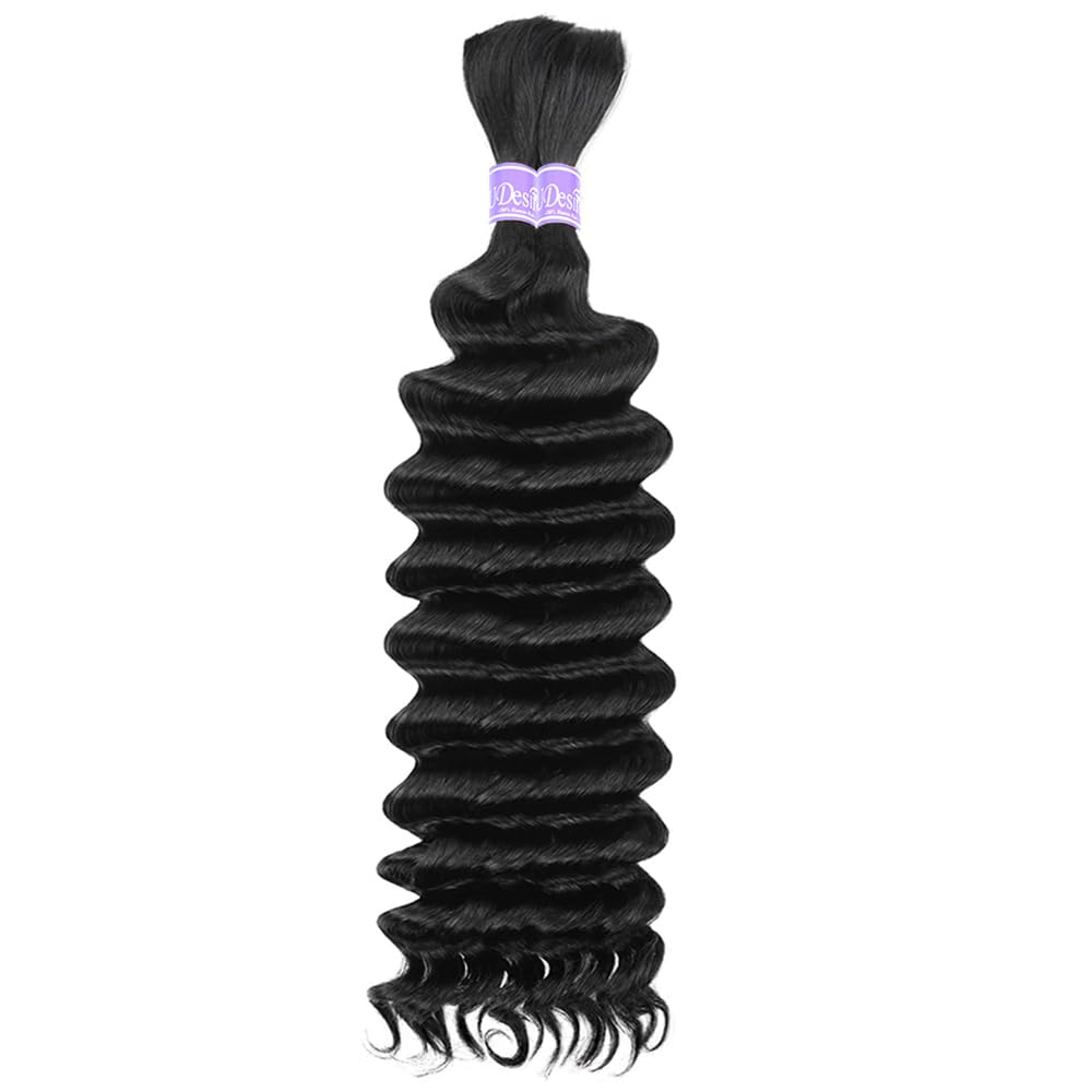 UDesire Hair Deep Wave Bulk Human Hair For Braiding No Weft (1 Pack-2 Bundles-100g) 100% Unprocessed Brazilian Virgin Human Hair Extensions Micro Braiding Human Hair Natural Black Color 14Inch