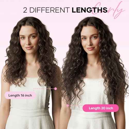 Curly Clip In Hair Extensions, 4PCS 20 Inch Natural Black Extensions Clip Ins Lace Weft Curly Invisible Natural Hairpieces for Women