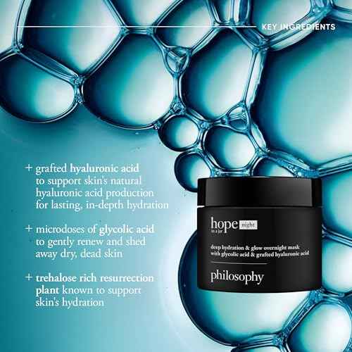 philosophy hope in a jar deep hydration & glow overnight face mask - with glycolic & hyaluronic acid - renews & restores dry skin for a smooth, glowy finish - 2 fl oz.