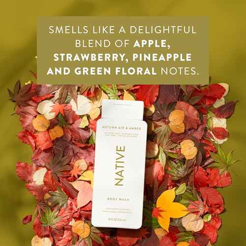 Native Body Wash with Naturally Derived Ingredients - Autumn Air & Amber - For Women & Men, Sulfate, Paraben, & Dye Free Leaving Skin Soft and Hydrating | Fall Seasonal Scent Bundle, 18 oz - 2 Pk