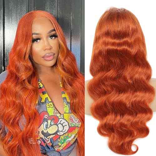 Ginger Lace Front Wig - 13x6 HD Body Wave, Pre Plucked with Baby Hair, 180 Density, Glueless Orange 24 Inch