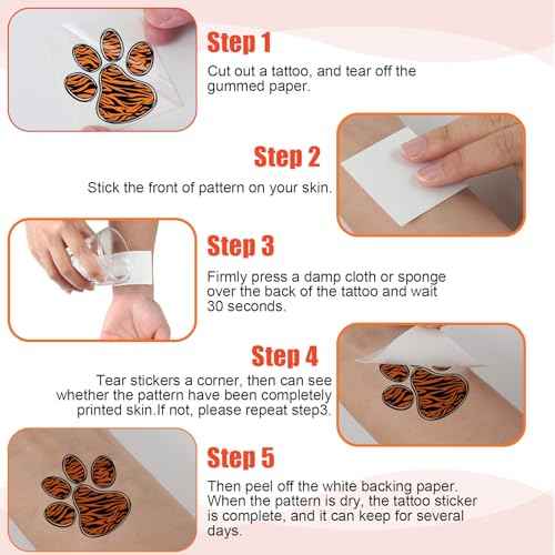 Harloon 20 Sheets 300 Pcs Paw Print Tattoos Temporary Paw Print Face Tattoos Dog Stickers Removable for Cheer Patrol Women Body Arm Foot(Tiger)