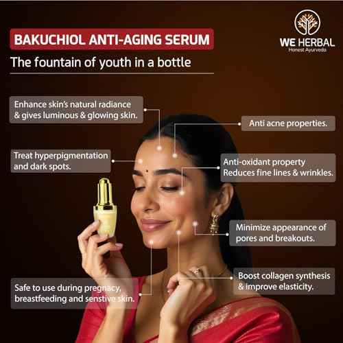 Bakuchiol Anti-Ageing Serum | Natural Retinol Alternative with Rosehip & Almond Oil | Treats Acne-Causing Bacteria & Pimples | No Chemicals or Fragrance | 20ml