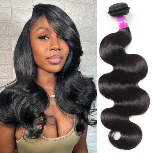 12A Human Hair Bundles 100g Body Wave Bundles Human Hair Extensions 18 Inch Brazilian Virgin Body Wave 1 Piece Deal Unprocessed Brazilian Quick Weave Extensions Natural Black