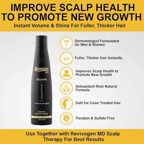 Revivogen MD Bio-Cleansing Shampoo for Thinning Hair, DHT Blocker Shampoo, Hair Loss Shampoo, Shampoo Thinning Hair, Soothes Scalp, Routine Shampoo for Women/Men Hair Loss, Hair Shampoo, 12oz, 2pk