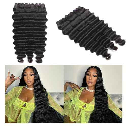 Loose Deep Wave Bundles Human Hair (16 18 20 Inch£©Wet and Wavy Bundles 10A Grade Brazilian Hair Bundles Loose Wave Remy Hair Weft Human Hair Natural Color