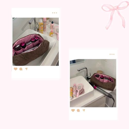 Sherpa Travel Bag for Hair Tools&Attachments–Compatible with Dyson Airwrap,Shark, Travel Storage Bag, Portable case Organizer,multifaction Large brown Cosmetic Bag with Pockets, Pink, Casual