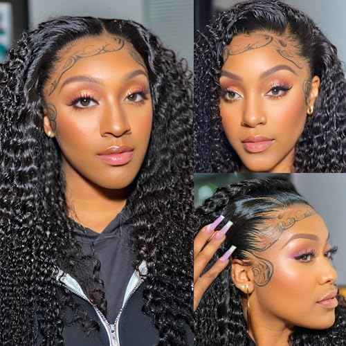 VibeFusion 13x4 HD Transparent Lace Front Human Hair Kinky Curly Wig 200% Density Glueless Pre Plucked Pre-Cut 18 Inch Women's Wig