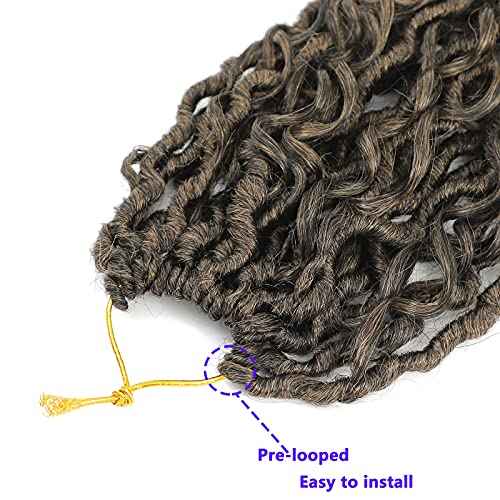 6 Packs Curly Faux Locs Crochet Hair, 22 Inch Goddess Locs Crochet Hair, Hippie Locs Synthetic, Boho Style Crochet Braids Hair Extensions (22Inch, 6Packs, T1B/27)