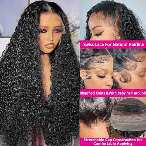 30 Inch Curly Lace Front Wigs Human Hair 200 Density 13x6 HD Lace Frontal Wigs for Women Deep Curly Glueless Wigs Human Hair Pre Plucked with Baby Hair