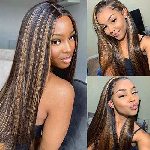 Highlight Ombre Lace Front Wig Human Hair 180 density 22 inch straight wigs human hair 13x4 lace front wigs human hair wigs for black women