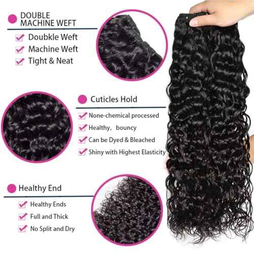 Human Hair Bundles Water Wave 12A Brazilian Virgin Curly Bundles Human Hair 16 18 20 22 Inch 100% Unprocessed Hair Natural Black Color