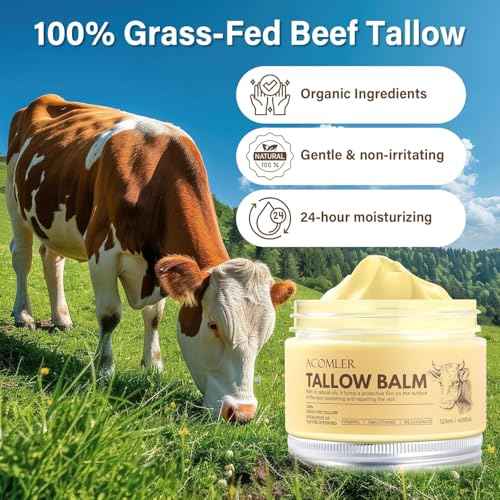New Whipped Beef Tallow for Skin 4.05oz, 100% Organic Grass Fed Beef Tallow for Face, Pure Tallow Honey and Balm, Beef Tallow, Tallow Moisturizer for Face & Body, Natural Tallow Balm Nourish All Skin