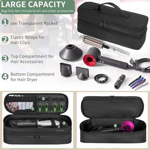 Double Layer Travel Carrying Case Compatible with Shark Flexstyle, Storage Case for Revlon One-Step Hair Dryer and Volumizer Hot Air Brush Portable Organizer Bag for Dyson Airwrap Styler