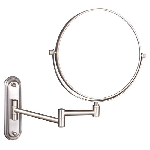 Gecious Wall Mounted Makeup Mirror Nickel, Double Sided with 10X Magnification,Wall Mount Vanity Mirror for Bathroom, 360 Swivel