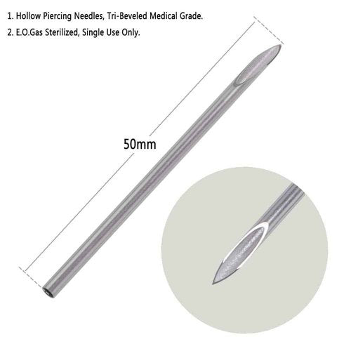 ZS 100pcs Body Piercing Needles - Ear Navel Nose Lip Nipple Piercing, 14G, 15G, 16G, 18G, 20G, Disposable Professional Body Piercing Needles Tool, Tattoo Supplies (20G)