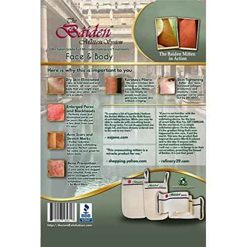 Baiden Exfoliator System-Best Firming Face Body & Back Scrub Mitts-Remove Blackheads, Dry Skin, Wrinkles, Cellulite, Controls Acne-Top Facial Lips Eyelids Treatment-Circulation and Collagen Boosting
