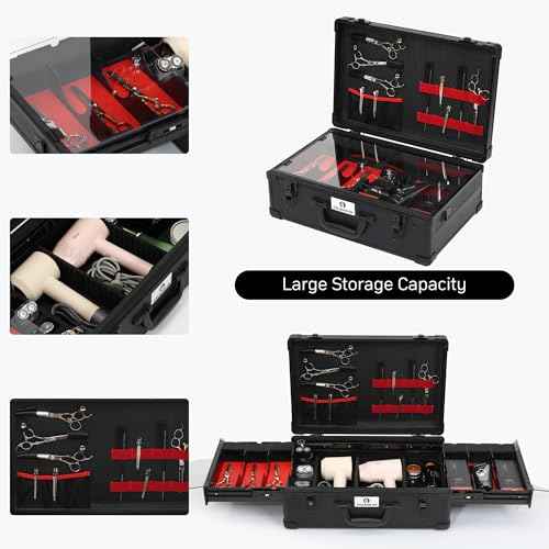 Large Barber Carrying Case, Hairdresser Tool Box Organizer Traveling Case, Portable Travel Barber Suitcase for Hair Stylist Pet Groomer Beauty Salon Makeup Artist