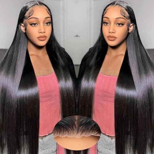 24 Inch Straight Glueless Wigs Human Hair Pre Plucked Pre Cut 9X6 HD Clouser Lace Front Wigs 220% Density Straight Human Hair Wigs for Black Women