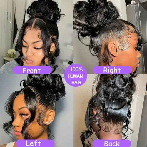 360 Body Wave Lace Front Wigs Human Hair Drawstring HD Lace Front Wigs Human Hair 180 Density Hidden Strap Glueless Full Lace Frontal Wig for Women 24 Inch