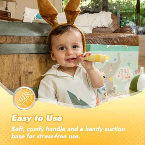 Papablic Toddler Sonic Electric Toothbrush Kids for Ages 1-3 Years, Baby Electric Toothbrush with Cute Rabbit Cover and Smart LED Timer, 2 Brush Heads (Bunny)