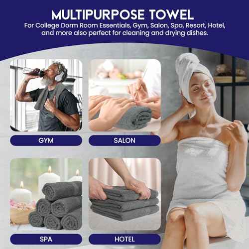 Linteum Textile Supply Premium Hair Drying Towels 100% Ring Spun Cotton Hair Towel for Women, Men, Kids 20x40 inches Quick Dry Salon Towels Hand Towel for Gym, Hair Care, Spa [Pack of 12] 2.5 lb Grey
