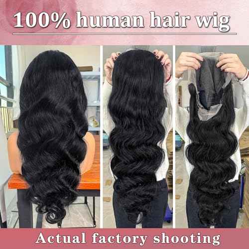 13x4 Body Wave Lace Front Wigs Human Hair 180% Density HD Transparent Pre Plucked Glueless Wigs for Women Bleached Knots with Baby Hair 24inch