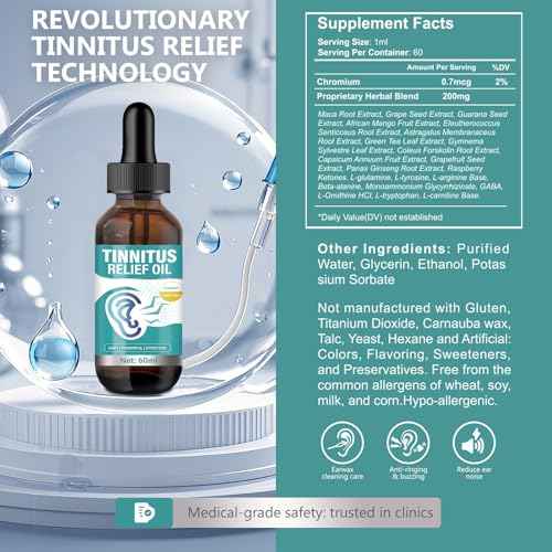 Tinnitus R?li?f for Ringing Ears, Tinnitus R?li?f Drops for Tinnitus Treatment, Effectively Ear Drops for Tinnitus, Ear Back, Ear Discomfort, Earache and Improve Hearing, 2 Fl Oz