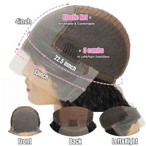 28 Inch Body Wave Lace Front Wigs Human Hair Pre Plucked 200 Density 13x4 HD Lace Front Wigs with Baby Hair Frontal Wigs Human Hair for Women Natural Black