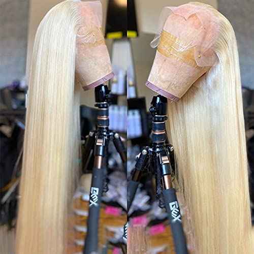 613 Lace Front Wig Human Hair 13x6 Transparent Lace, Blonde Lace Front Wigs Human Hair, 28inch Straight 613 HD Lace Frontal Wig Pre Plucked with Baby Hair for Women, 180% Density Blonde Wig Human Hair