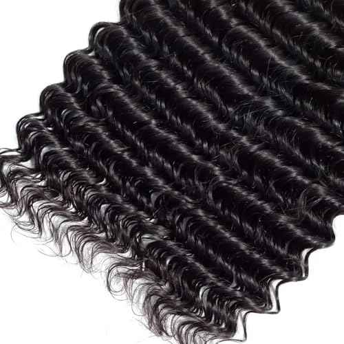 Deep Wave Human Hair Bundles Wet and Wavy Bundles Human Hair Deep Curly Bundle 20 22 24 inch Loose Wave Bundle #1B Color 150g