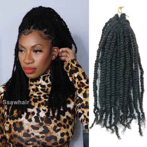 Pre-Twisted Crochet Human Hair Passion Twists With Curly Full Ends Micro Pre-Looped Reusable Mini Twist Braids Crochet Human Hair Extensions 2Packs/50Strands 10Inch