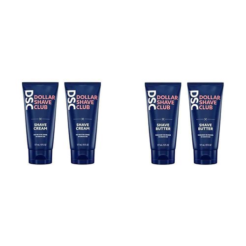 Dollar Shave Club Shave Cream 2-Pack and Shave Butter 2-Pack for Sensitive Skin, Designed for Smooth Glide to Help Fight Razor Bumps