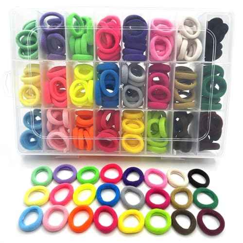 288 Pcs Toddler Hair Ties, Soft Seamless Cotton Hair Ties, Multicolor Small Hair Bands for Little Girls and Kids, Elastic Hair Accessories Ponytail Holders (24 Colors)