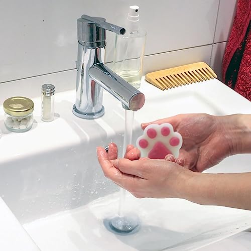 Kingsley Paw Print Bath Soap - 3 Oz White Soap Bar with Pink Paw Pads - Gentle Moisturizing Soap for Kids - Easy to Grip for Little Hands - Tear-Free Formula - Pack of 3