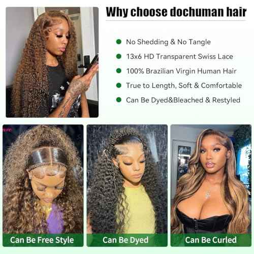 Highlight Ombre Deep Wave Lace Front Wigs Human Hair 13x6 Honey Blonde Wig Human Hair 4/27 Hd Lace Frontal Wigs Wet And Wavy Curly Glueless Wig 24inch