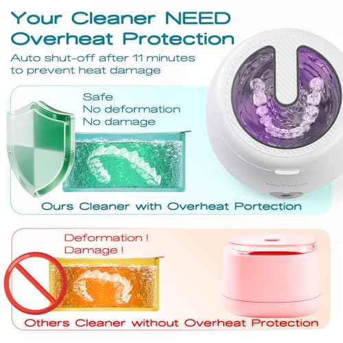 Ultrasonic Retainer Cleaner, White? Ultrasonic Retainer Cleaning Machine, Cleaner for Denture,Nightguard,Mouth Guard, Touch Retainer Cleaner.