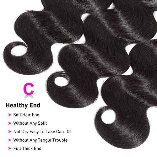 Flady Brazilian Virgin Hair Body Wave 10A Brazilian Hair Weaves 4 Bundles Virgin Human Hair Weaving Natural Black Color 95-100g/bundle (16 18 20 22inch)