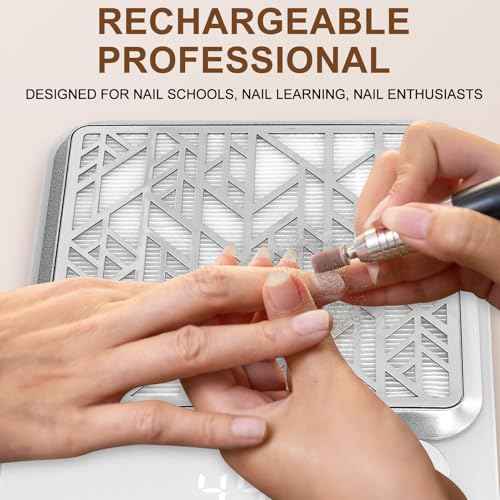 Cordless Nail Dust Collector Rechargeable, Professional Dust Collector Nail Tech Vacuum Fan Dust Collector for Acrylic Nails Dip Powder Removal Home Salon Manicures