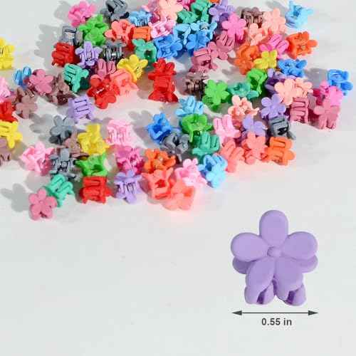 Mini Flower Hair Clip Flower Clips,Colorful Mini Hair Claw,for Women, Girls,Baby, Toddler Bangs Strong Grip Small Tiny Rainbow Hair Clips (50, Matte Colors)