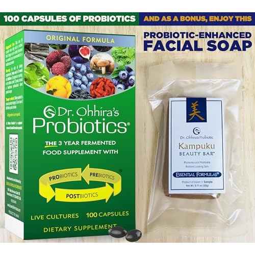 Dr. Ohhira's Probiotics Original Formula 100 Capsules with Bonus Beauty Bar Soap Travel Size 20g - No Refrigeration Supplement for Women and Men, 13 Probiotic Strains