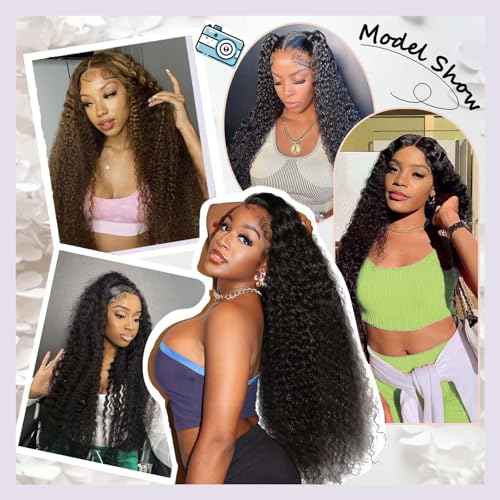 Deep Wave Human Hair Bundles, 20 Inch 13A Deep Wave Bundles Human Hair, Wet and Wavy 100% Brazilian Virgin Quick Weave Curly Single Bundle for Women, Natural Black Color