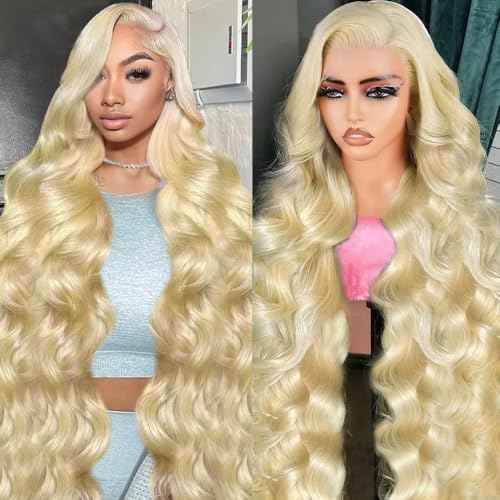 613 13x6 Lace Front Wig Human Hair Blonde Wig Human Hair Body Wave Lace Front Wigs Human Hair Pre Plucked 210 Density 613 HD Lace Frontal Wigs 28 Inch