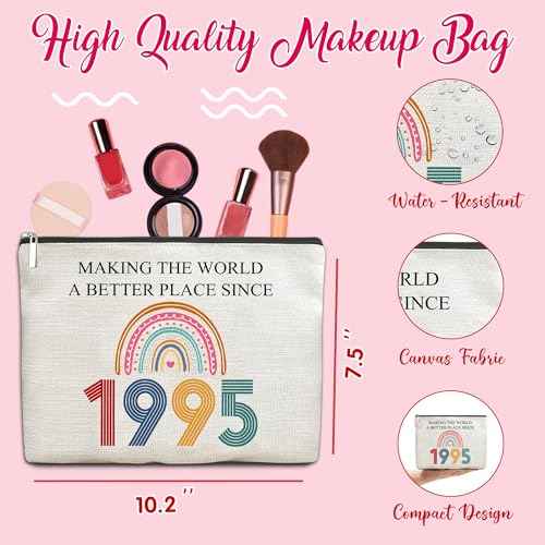 30th Birthday Gifts For Her, Women - Gifts for 30th Birthday - Mothers Day Bags For Woman - 30 th Bday Decorations For Sister, Female, Friends - 1995 Canvas Makeup Bag - Turning 30 th Gift