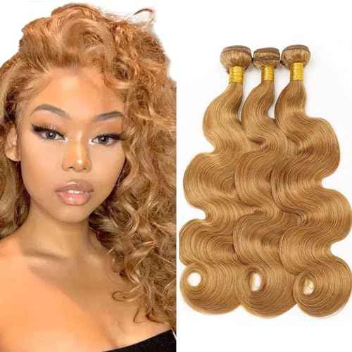 Honey Blonde Bundles Human Hair #27 Body Wave 3 Bundles 18 18 18 inch Unprocessed Peruvian Virgin Hair Bundle Blonde Body Wave Bundle