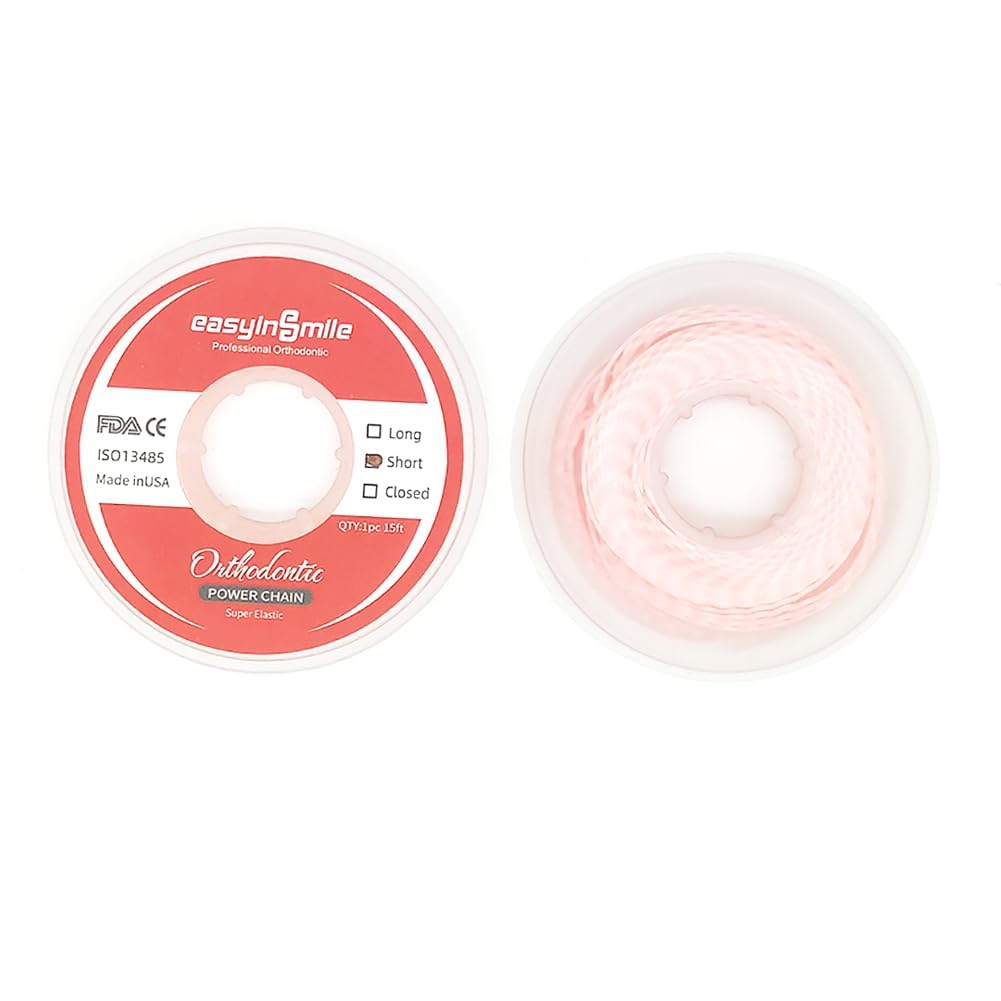 Dental Orthodontic Ultra Elastic Rubber Power Chain Braces Bands Short/Long/Close (Long, Pink)