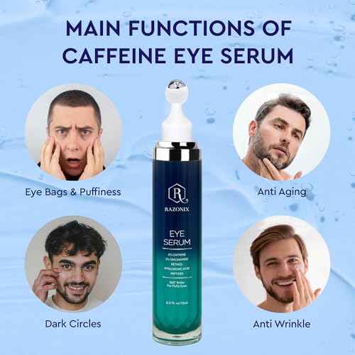 Eye Bags Treatment for Men and Women: Caffeine Eye Cream for Dark Circles ? Cooling Roller for Puffiness Reducer (Medium, Unscented)